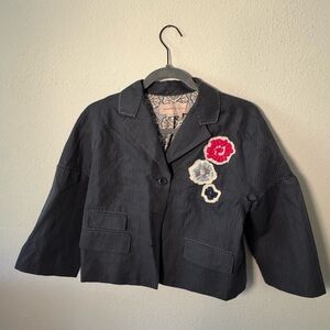 Stylish Black Jacket with Floral Accents